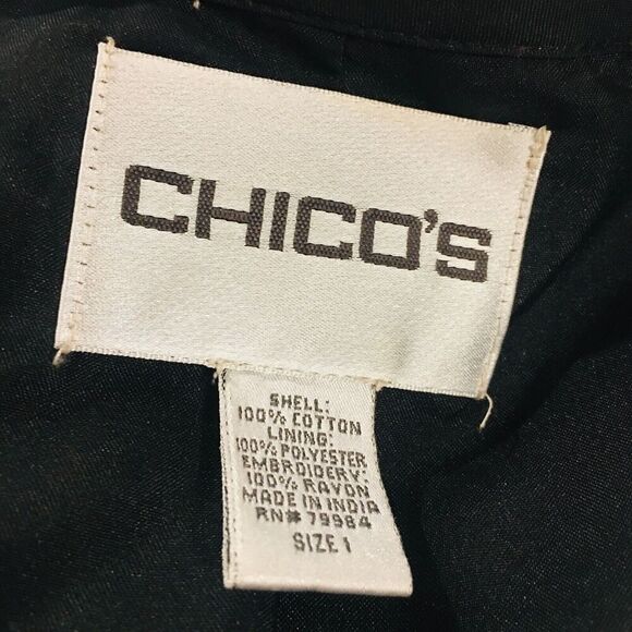 CHICO'S Vintage Boho Tapestry Beaded Paisley Birds Embroidered Jacket 1/Small - Picture 7 of 7